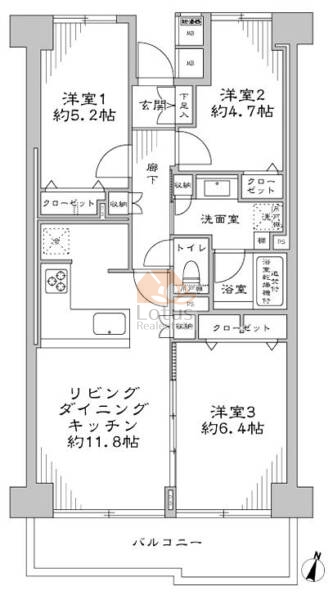 ネオコーポ西大島404間取図