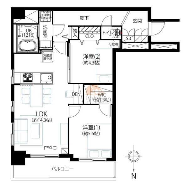 メゾンドール錦糸町ツイン807間取図