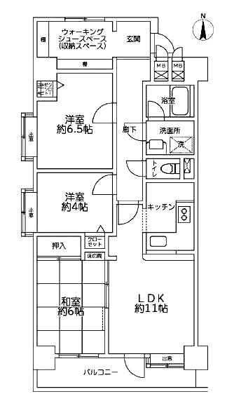 ライオンズマンション仙台堀川公園401間取図