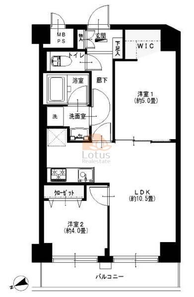 北千住第3ダイヤモンドマンション402間取図
