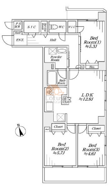 セザール第３新小岩203間取図