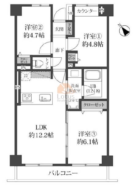 藤和シティコープ町屋603間取図