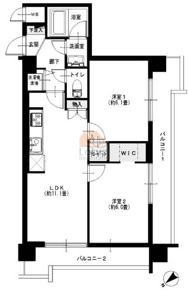 白亜館ダイヤモンドマンション302間取図