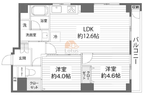 弦巻パビリオン106間取図