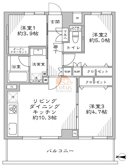 パークタウンコスモ南水元306間取図