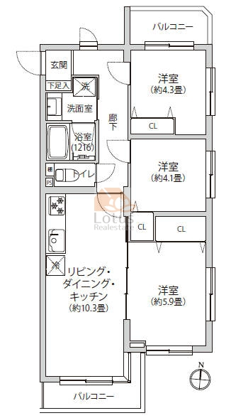 セザール西大島405間取図