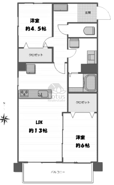 ライオンズマンション尾久507間取図