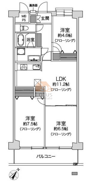 汐浜サンハイツ1-706間取図