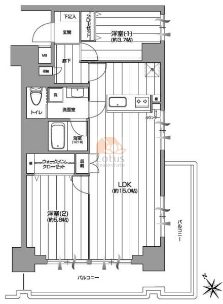 南砂キャピタルコータース406間取図