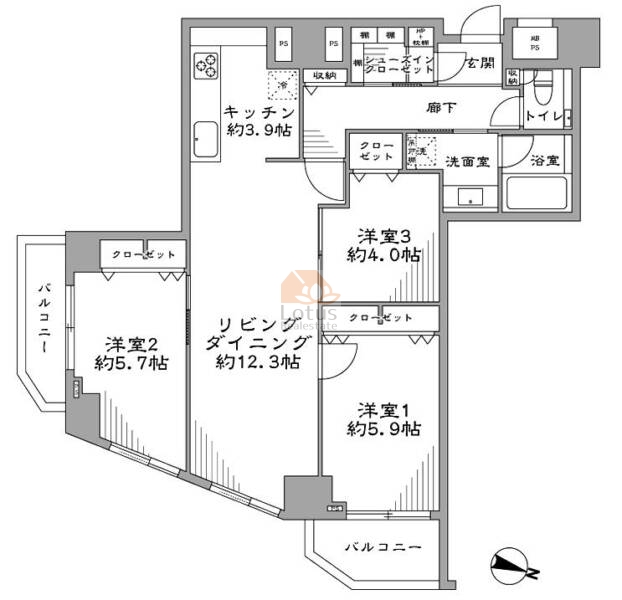 東急ドエルアルス音羽507間取図