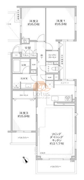 ヴェルレージュ小日向303間取図