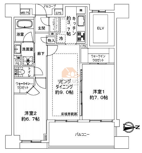 ライオンズプラザ武蔵関リュイール1102間取図