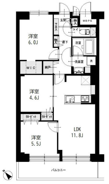 扇サンハイツ721間取図
