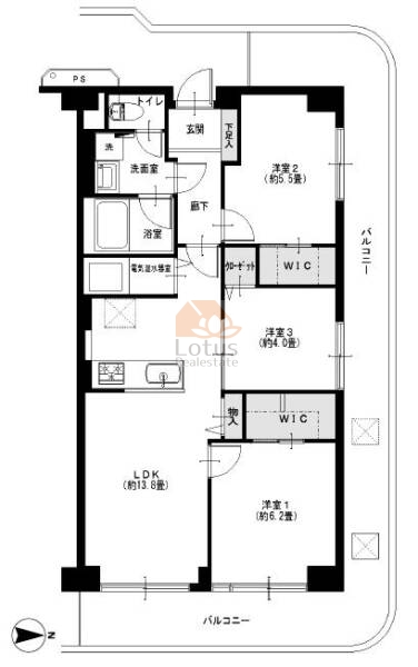 王子サンハイツ301間取図