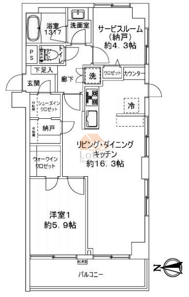 ロイヤルコート飛鳥山307間取図