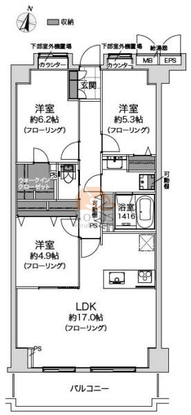 サンクレイドルレヴィール池袋902間取図