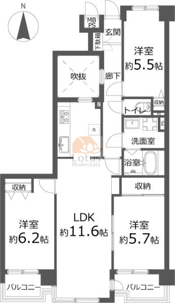 グリーンパーク新小岩1007間取（3LDK）