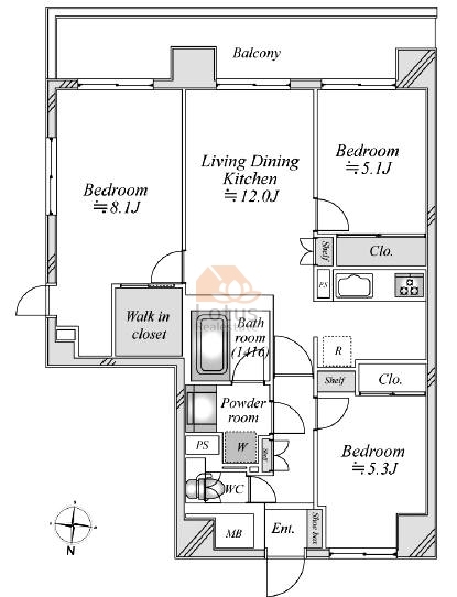 東急ドエルアルス笹塚309間取図