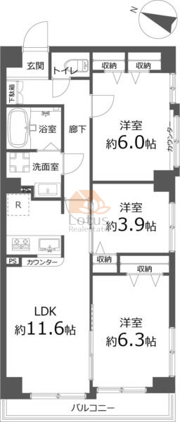 セザール山王西102間取図