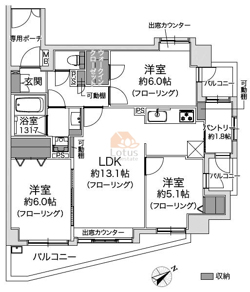 ダイアパレス千住406間取図