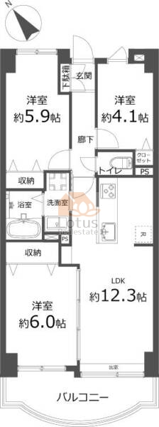 グリーンパークお花茶屋406間取図