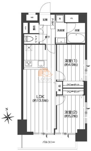 ライオンズマンション門前仲町906間取図