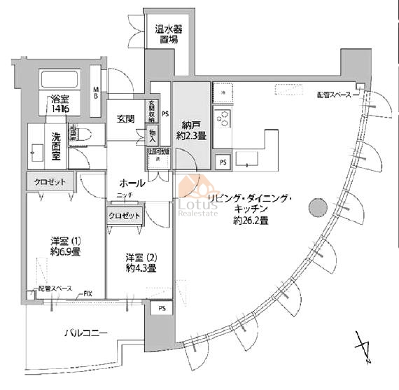 東高西ヶ原ペアシティ1003間取図