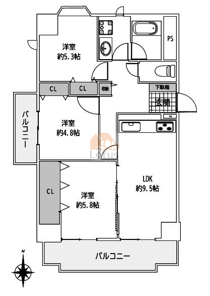 ビューコート金町201間取（3LDK）