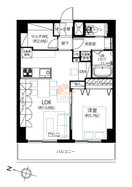 東建ニューハイツ西新宿612間取図
