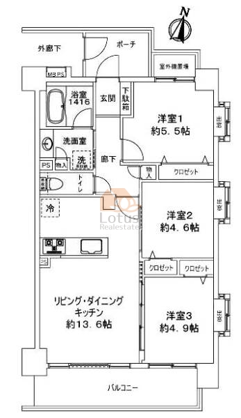 レクセルマンション赤羽306間取図