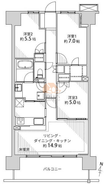 クレヴィア辰巳503間取図