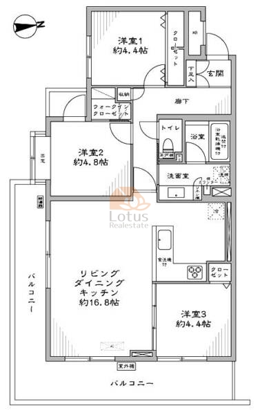 百花園パークホームズ306間取図