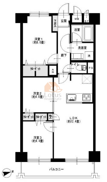 ニューパークハイツ404間取図