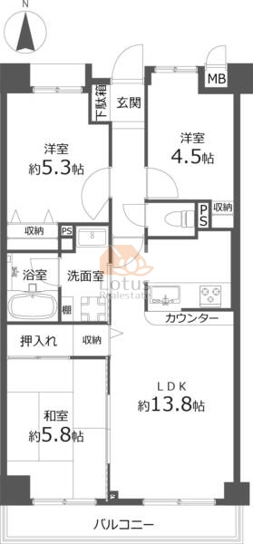 ダイアパレス北綾瀬２204間取図