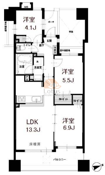 ナイスシティアリーナ中野南台804間取図