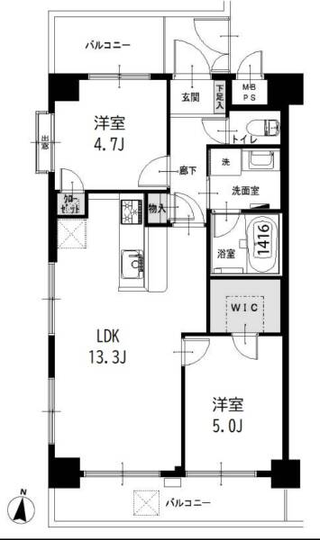 ライオンズマンション世田谷馬事公苑501間取図