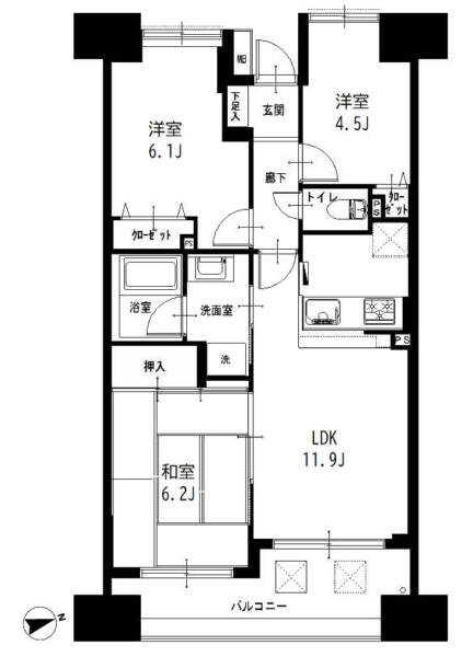 ダイアパレスラセーヌ小台公園311間取（3LDK）