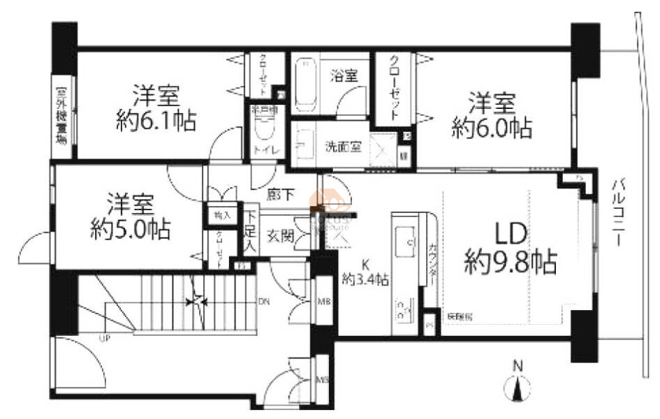 ブロッサムコートむさし野216間取（3LDK）