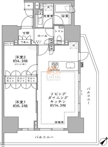 パークリュクス白金高輪1205間取図