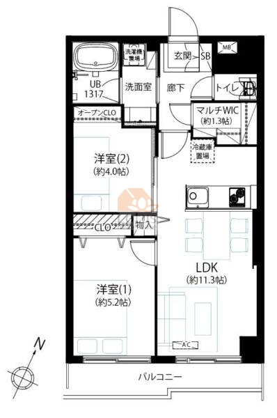 ライオンズマンション太子堂907間取図