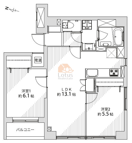 ライオンズマンション石神井公園713の間取（2LDK）