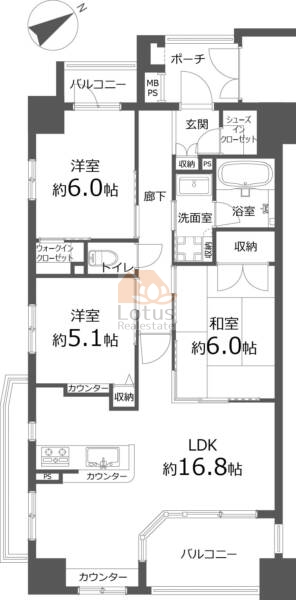 グーディッシュ西新井弐番館1001間取図