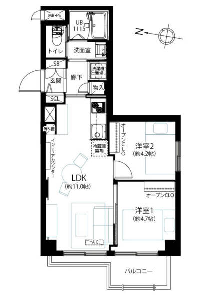 北千住ダイヤモンドマンション1101間取図