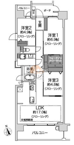 コスモ東陽町シティフォルム1101間取図
