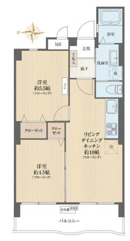 グリーンパーク亀有3階間取（2LDK）