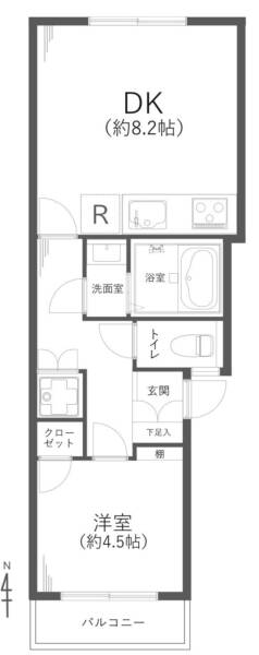 大洋中村橋マンション304間取（1LDK）