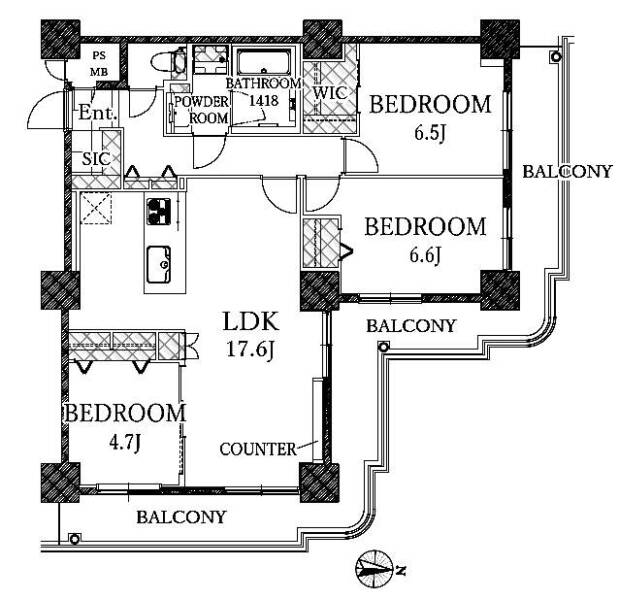 ツインタワー住利住吉館2001間取図