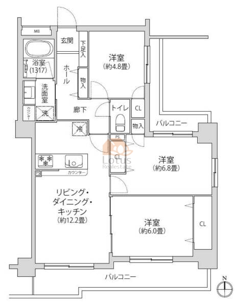 サンリット青砥504間取（3LDK）