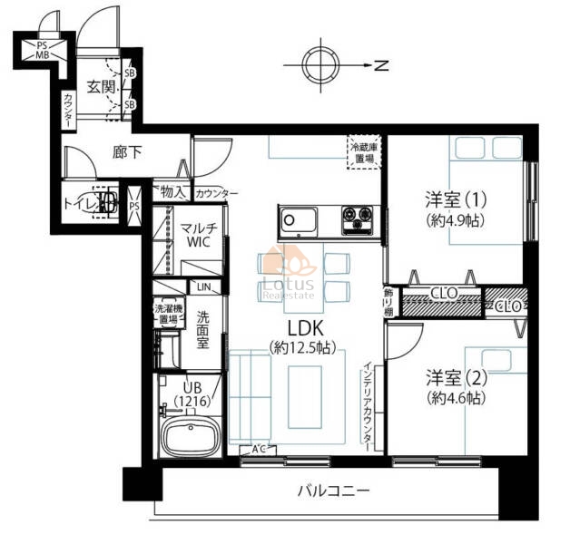 グリーンキャピタル吾妻橋802間取（2LDK）