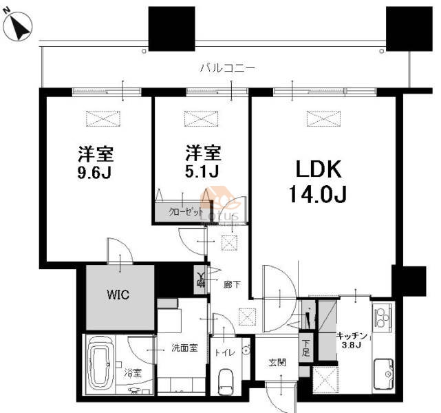 東京ツインパークスレフトウイング4001の間取（2LDK）
